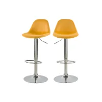 chaise de bar pavo en velours jaune 60-82 cm (lot de 2)