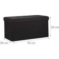 tabouret banquette pouf de rangement pliant coffre repose-pieds 76 cm noir lin helloshop26 13_0002337