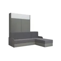 lit escamotable aladyno sofa 140*200 cm gris bandeau blanc méridienne tissu gris 20100996606