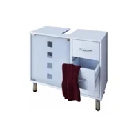 meuble élément sous-lavabo, bois, blanc, 67x56x30 cm