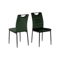 lot de 4 chaises de salle à manger effet velours et métal - vert