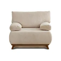 cristal - fauteuil - convertible avec coffre - en velours côtelé - best mobilier - beige
