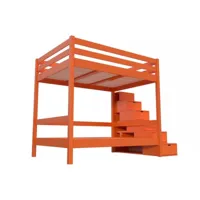 lit superposé 4 personnes adultes bois escalier cube sylvia 140x200  orange cube140sup-o