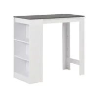 table haute mange debout bar bistrot avec étagère blanc 110 cm helloshop26 0902053par2