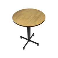 table icub pied central noir avec plateau rond 20mm. 60dia.x75h.cm pc-002-70ng + tab-pc 606022 ev