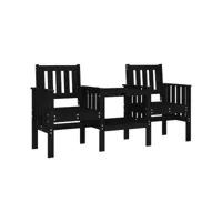 banc de jardin avec table 2 places - banc exterieur - banquette de jardin noir bois massif de pin togp86042