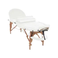 vidaxl table de massage pliable 4 cm d'épaisseur et 2 traversins blanc 110158