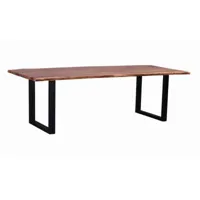 bobochic table 200 cm awa bois acacia massif et pieds carrés métal noir
