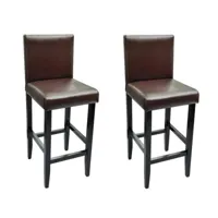 lot de deux tabourets de bar design chaise siège cuir synthétique marron helloshop26 1202096