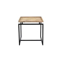 table d'appoint carrée bois clair manguier massif et métal noir l55 cm frame