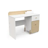 bureau enfant 1 tiroir 1 porte edaj blanc - blanc