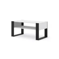 table basse mondi avec 1 étagère en bois - blanc et noir - l 100 x p 50 x h 47,5 cm