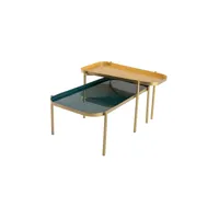 tables basses gigognes design laquées bleu et jaune (lot de 2) zuria