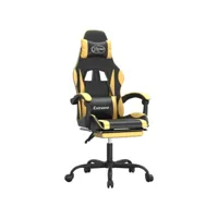 fauteuil gamer - chaise gaming - chaise de bureau ergonomique avec repose-pied noir et doré similicuir pwfn66312