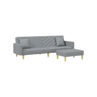 canapé-lit - canapé d'invité convertible à 2 places avec oreillers et repose-pied gris clair