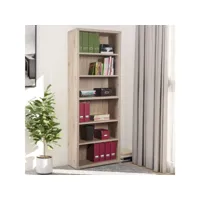 bibliothèque en bois effet chêne design classique 6 étagères virginia