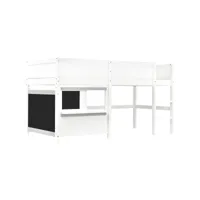lit mezzanine lit enfant avec tableau noir 90 x 200 cm blanc