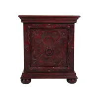 table de nuit, table de chevet en bois avec 1 porte coloris rouge  - longueur 50 x profondeur 40 x hauteur 59 cm