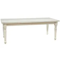table à rallonge style champêtre en tilleul massif, finition blanche antique l220xpr100xh80 cm