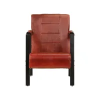 fauteuil de relaxation - chaise de relaxation 60x80x87 cm marron foncé cuir de chèvre véritable pwfn64107