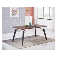 cosmo - table à manger coloris noyer design - structure noire et dorée - style design & contemporain - salle à manger, cuisine
