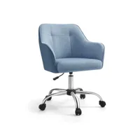 chaise de bureau, fauteuil ergonomique, siège pivotant, réglable en hauteur, capacité de charge 110 kg, cadre en acier, tissu en coton-lin respirant, pour bureau, chambre, bleu