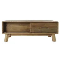 table basse en bois recyclé coloris naturel avec tiroir - longueur 120 x profondeur 60 x hauteur 43 cm