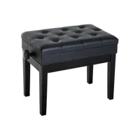 homcom banquette tabouret siège pour piano hauteur réglable 55l x 33l x 48-58h cm coffre de rangement interne assise revêtement synthétique capitonné bois noir