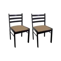 lot de 2 chaises à manger chaises à dîner, chaises de cuisine marron hévéa solide et velours qdtr57891