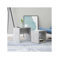 ensemble de tables basses tables de salon  bouts de canapé gris béton 48x30x45 cm aggloméré meuble pro frco37384
