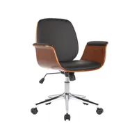 fauteuil de bureau kemberg en similicuir avec coque d'assise en bois , noyer / noir