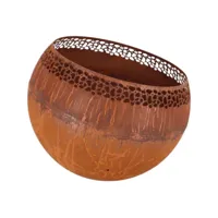 brasero sphère design en métal rouille - ajouré pois