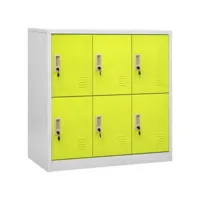 armoire à 6 casiers gris clair et vert 90x45x92,5 cm acier