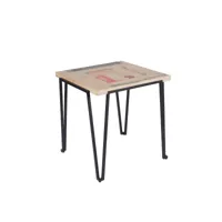 table bistrot carrée en bois recyclé et pied métal l70 - demeter