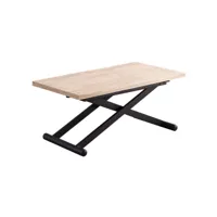 pratik - table basse convertible bois et acier noir