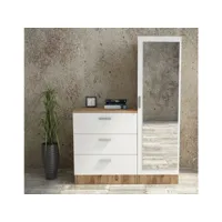 armoire-commode nancy blanc avec miroir 100x47x140 cm azura-40990