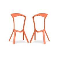 tabouret de bar design magnus - pack de 2 orange clair
