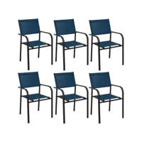 fauteuil en aluminium duca (lot de 6) graphite et bleu