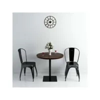table de bistro table de jardin  table de bar mdf et acier rond 80 x 75 cm frêne foncé meuble pro frco56198