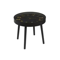 table d'appoint avec horloge - diam. 50 cm x h. 43,5 cm - noir
