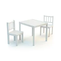 webaby -  ensemble 1 table + 2 chaises enfant en bois blanc 70048000