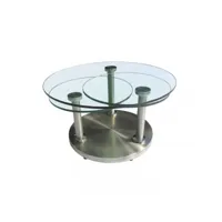 table basse articulée verre et métal - gotry - ouverte : l 165 x l 85 x h 42 cm - fermée : l 85 x l 85 x h 42 cm