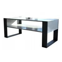 table basse lovy blanc noir - style industriel - 120cm x 64 cm