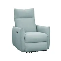 fauteuil de relaxation inclinable électrique avec repose-pied ajustable tissu aspect lin bleu pastel