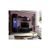 price factory - meuble tv fly g3 design, coloris noir brillant. meuble suspendu moderne et tendance pour votre salon.