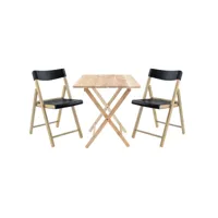 ensemble table et chaises de jardin pliante en teck fsc noir