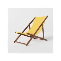 3xeliving lagun premium chaise longue de couleur jaune de couleur bois : hêtre foncé, plage et piscine, barbecue, camping, pêche, pente, hôtel et jardin
