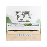 tiroir lit à roulettes - couleur bois naturel pour lit 80 x 200 cm #ds