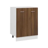 armoire de plancher, meuble bas cuisine, armoire rangement de cuisine chêne marron 60x46x81,5cm bois d'ingénierie pewv48171 meuble pro