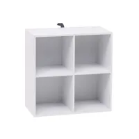 bibliothèque en bois à 2 niveaux 4 cubes support pour bureau 60x30x60cm blanc helloshop26 19_0000590